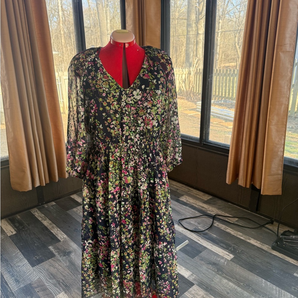 Danny & Nicole Multicolor Floral Long Sleeve Dress